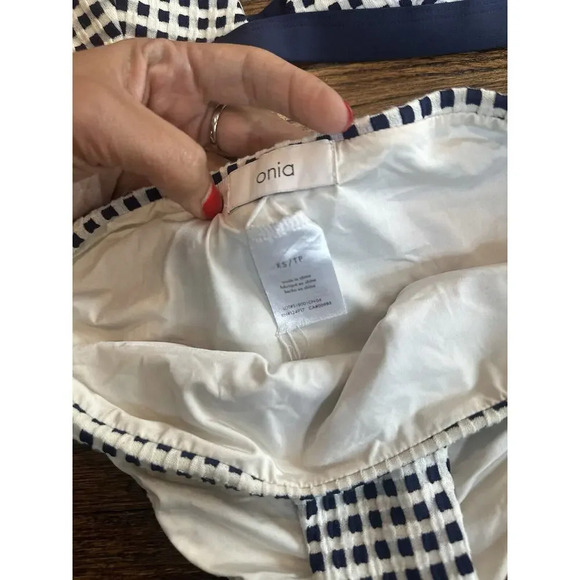 Onia Danni Triangle Bikini Top And Button in Blue Shadow Size XS - Picture 6 of 11